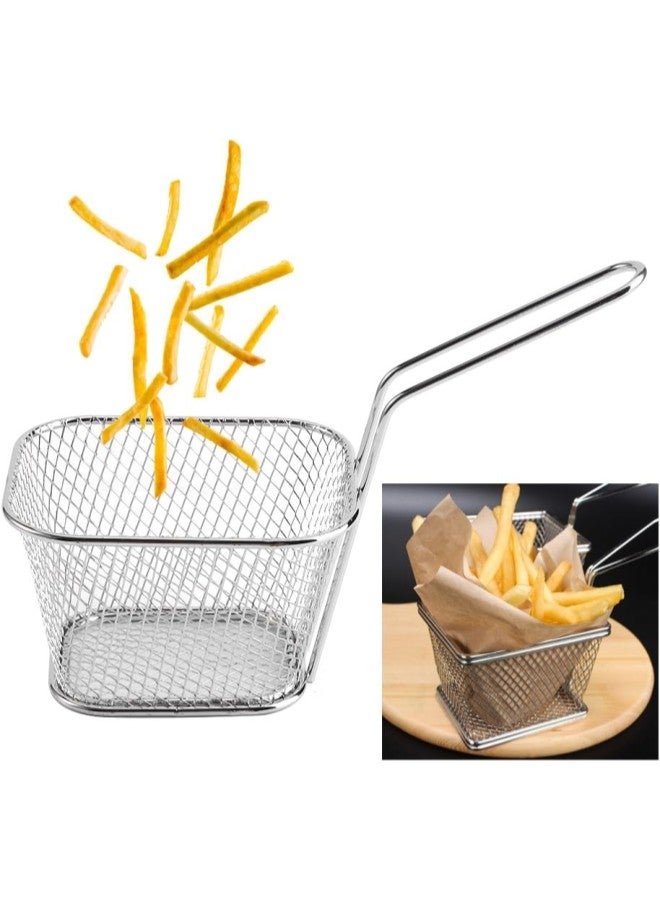 French Fry Basket, 8Pcs Mini Food Grade Stainless Steel Chips Deep Fry Baskets Food Presentation Strainer Potato Cooking Tool for Restaurant or Home - Image 2