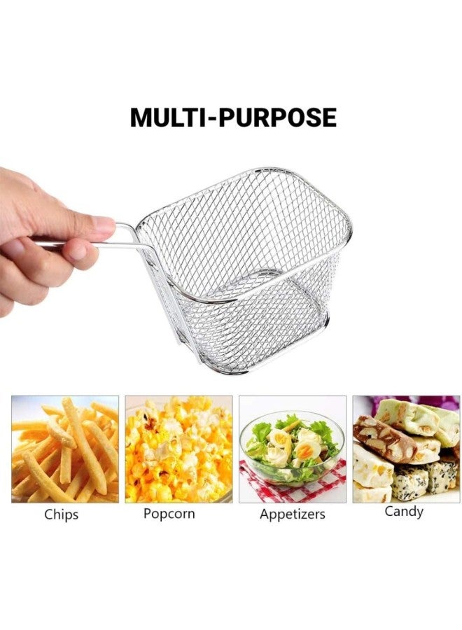 French Fry Basket, 8Pcs Mini Food Grade Stainless Steel Chips Deep Fry Baskets Food Presentation Strainer Potato Cooking Tool for Restaurant or Home - Image 1