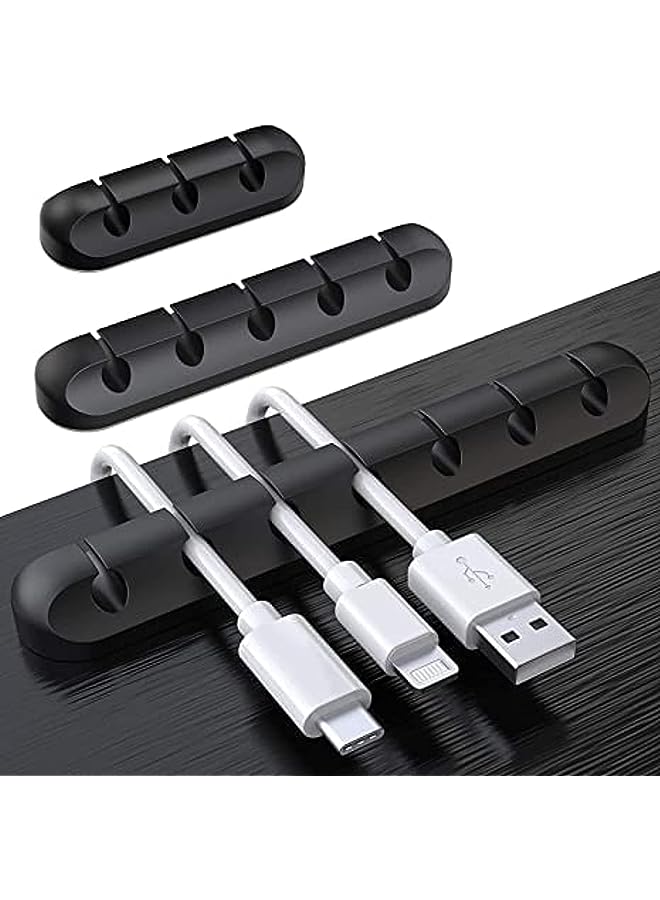 SHOWAY 3Pcs Cable Holder Clips - Desktop Cable Organizer For Management Of Power Cord And Charging Cables - Black - Image 1