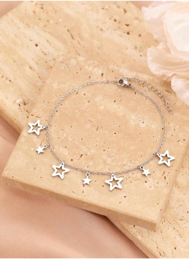 sixtyfour Elegant Silver Stainless Steel Bracelet For Women  - Image 1
