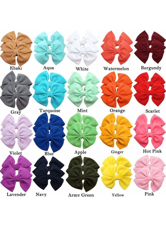 CÉLLOT 40 Pieces 4" Hair Bows Alligator Hair Clips for Baby Girls Toddlers Children Photographic Hair Accessories (20 Colors in Pairs) - Image 2