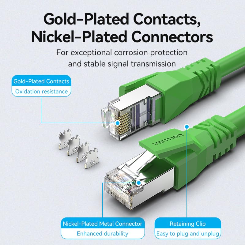 فينشن كابل إيثرنت صناعي مرن من VENTION Cat.6A SFTP لـ ProfiNet وEtherCat وEtherNet، كابل توصيل بسرعة نقل 10 جيجابت في الثانية، موصل نحاسي خالٍ من الأكسجين (Cat.6a SFTP، أخضر، 1 متر) - Image 5