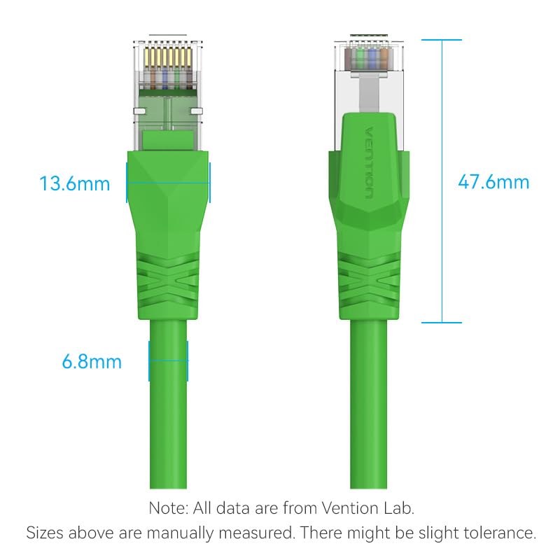 فينشن كابل إيثرنت صناعي مرن من VENTION Cat.6A SFTP لـ ProfiNet وEtherCat وEtherNet، كابل توصيل بسرعة نقل 10 جيجابت في الثانية، موصل نحاسي خالٍ من الأكسجين (Cat.6a SFTP، أخضر، 1 متر) - Image 4