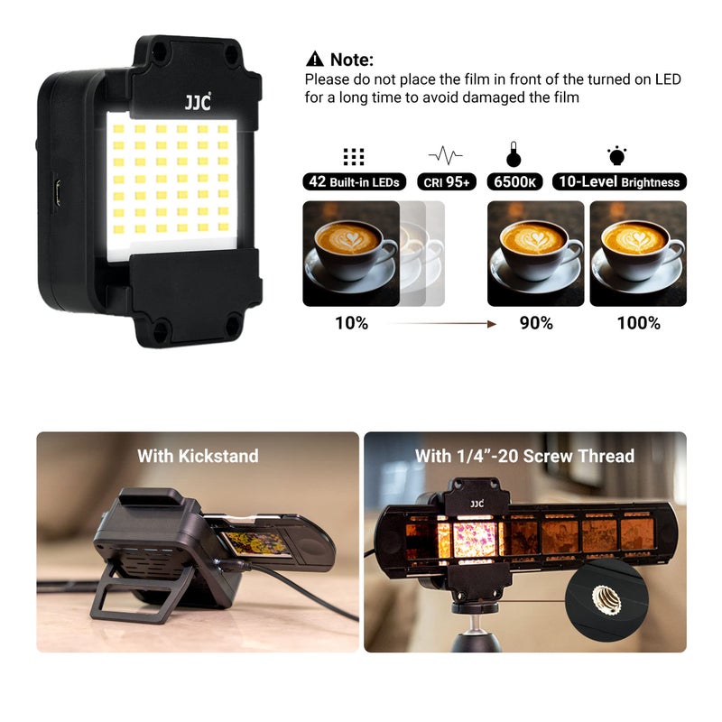 JJC Photo Slide and Film Digitizer Converter with 10-Levels Brightness LED Backlight for 35mm Slide and Negatives Copying Scanning to Digital for Select Canon Nikon Sony Macro Lenses - Image 4