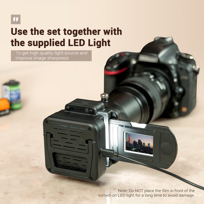 JJC Photo Slide and Film Digitizer Converter with 10-Levels Brightness LED Backlight for 35mm Slide and Negatives Copying Scanning to Digital for Select Canon Nikon Sony Macro Lenses - Image 3