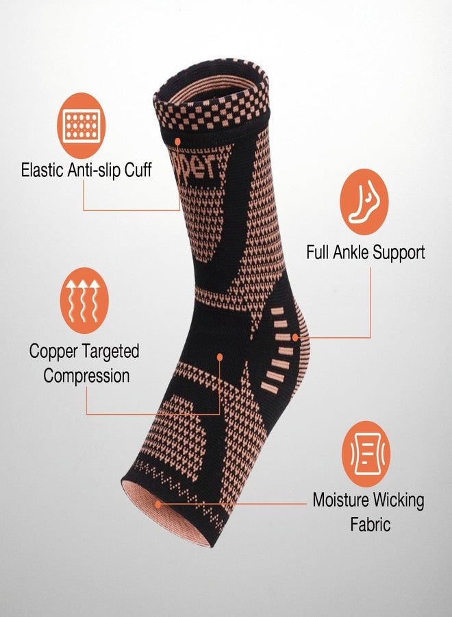 دوبلكس جوارب ضغط نحاسية للكاحل من دوبلكس للنساء والرجال (زوج واحد)، جوارب داعمة لقوس القدم لتخفيف الألم، التهاب اللفافة الأخمصية، التهاب وتر أخيل - Image 4