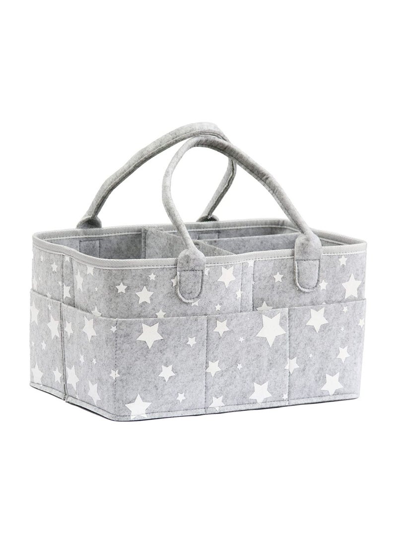 Gonice Baby Diaper Caddy Organizer, Cotton Rope Stylish Canvas Nursery Storage, Portable Bin Diaper Basket for Changing Table with Dividers, Baby Car Organizer Tote Bag (Light Grey)  - Image 1