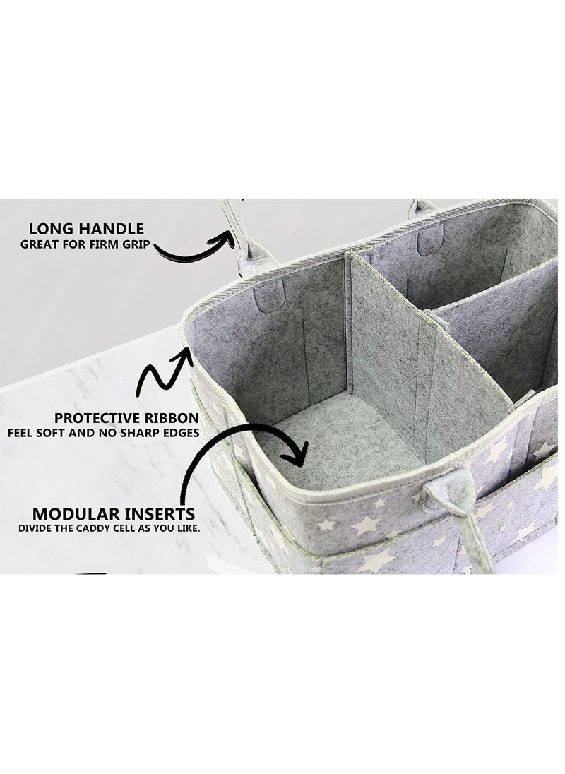 Gonice Baby Diaper Caddy Organizer, Cotton Rope Stylish Canvas Nursery Storage, Portable Bin Diaper Basket for Changing Table with Dividers, Baby Car Organizer Tote Bag (Light Grey)  - Image 5