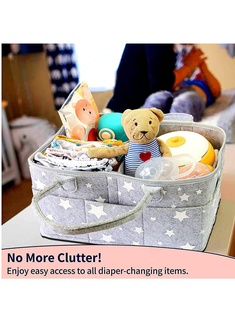 Gonice Baby Diaper Caddy Organizer, Cotton Rope Stylish Canvas Nursery Storage, Portable Bin Diaper Basket for Changing Table with Dividers, Baby Car Organizer Tote Bag (Light Grey)  - Image 4