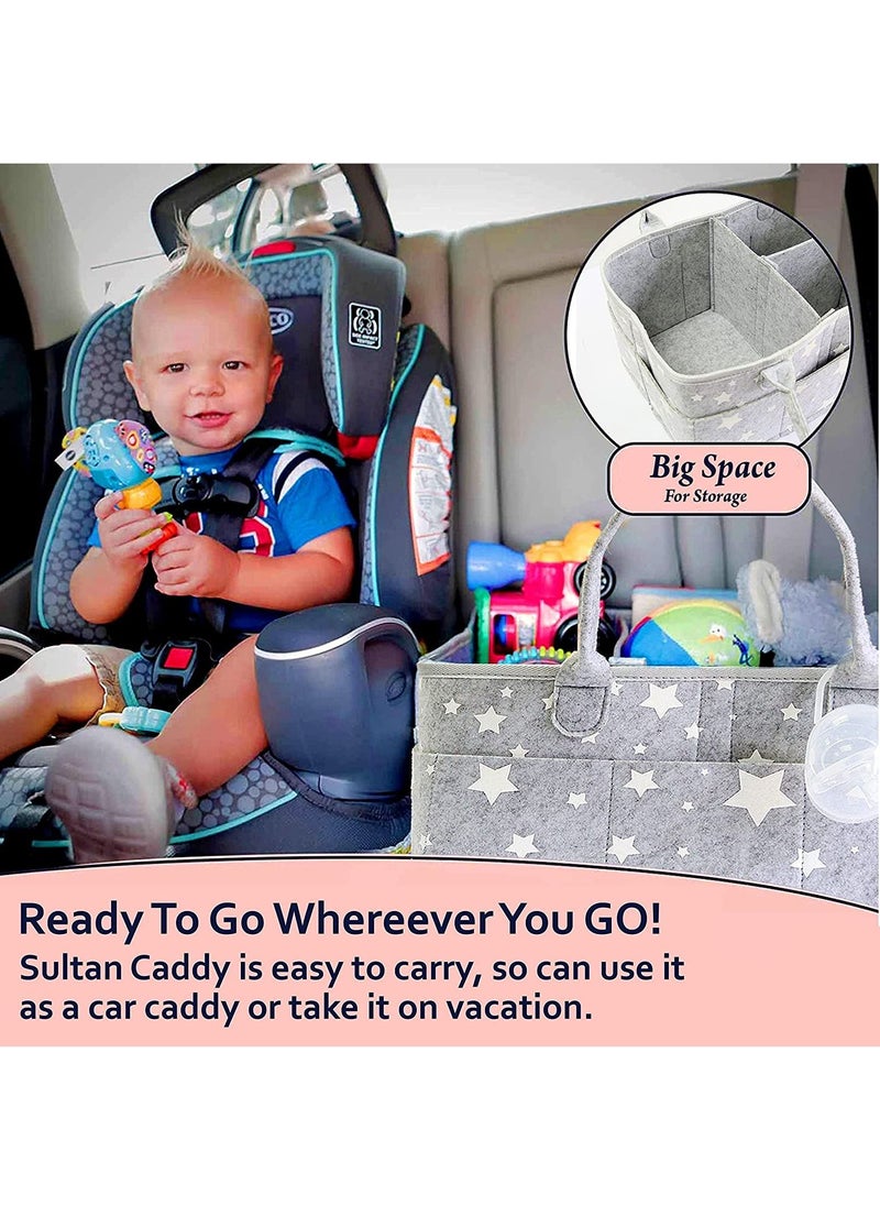 Gonice Baby Diaper Caddy Organizer, Cotton Rope Stylish Canvas Nursery Storage, Portable Bin Diaper Basket for Changing Table with Dividers, Baby Car Organizer Tote Bag (Light Grey)  - Image 3