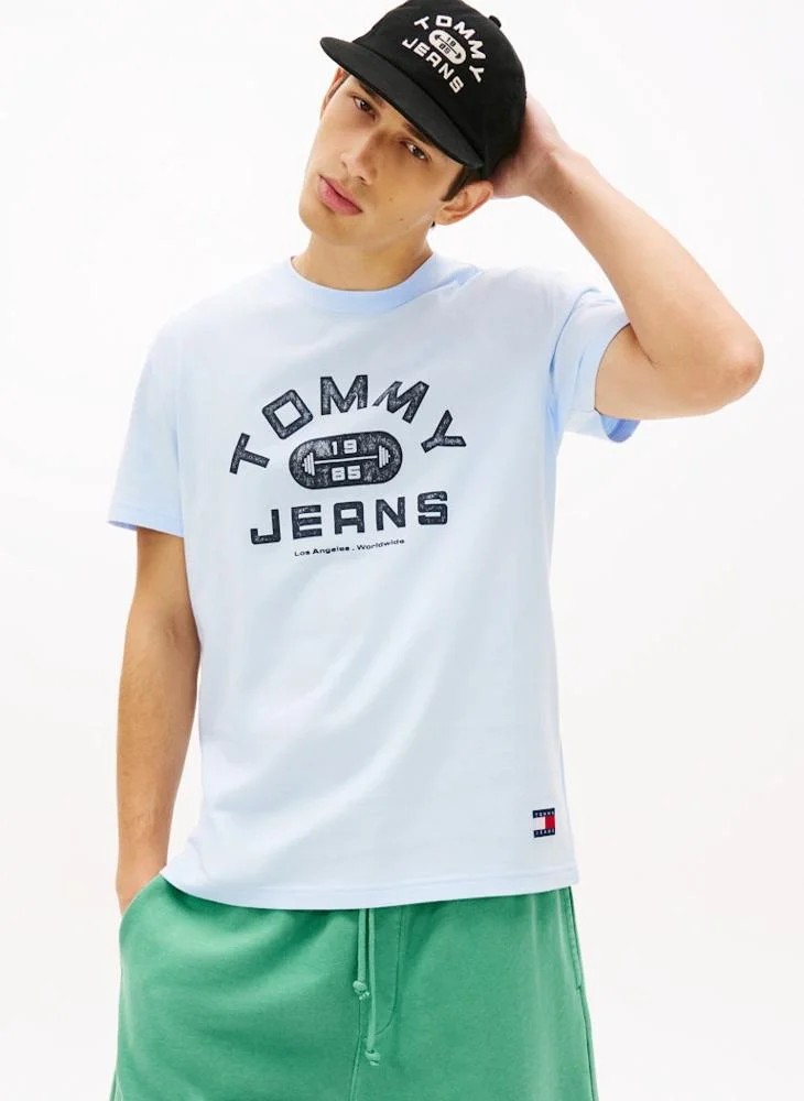 Tommy Jeans Sweet Blue Graphic Crew Neck Jersey T-Shirt for Men | Best Price UAE
