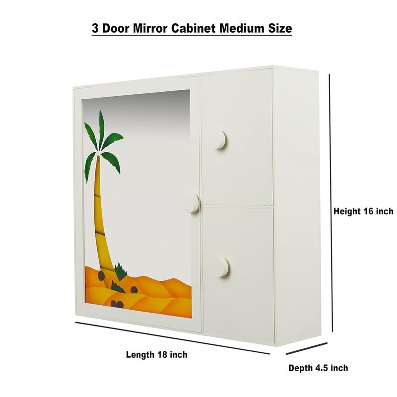 PGen PGen Medium Size Size 16x18x45 Ivory Bathroom Organizer 3 Door Luxury Acrylic Cabinet Bathroom Mirror Storage Cabinet Wash Basin Kitchen Storage Medicine Beauty Product Organizer  - Image 2