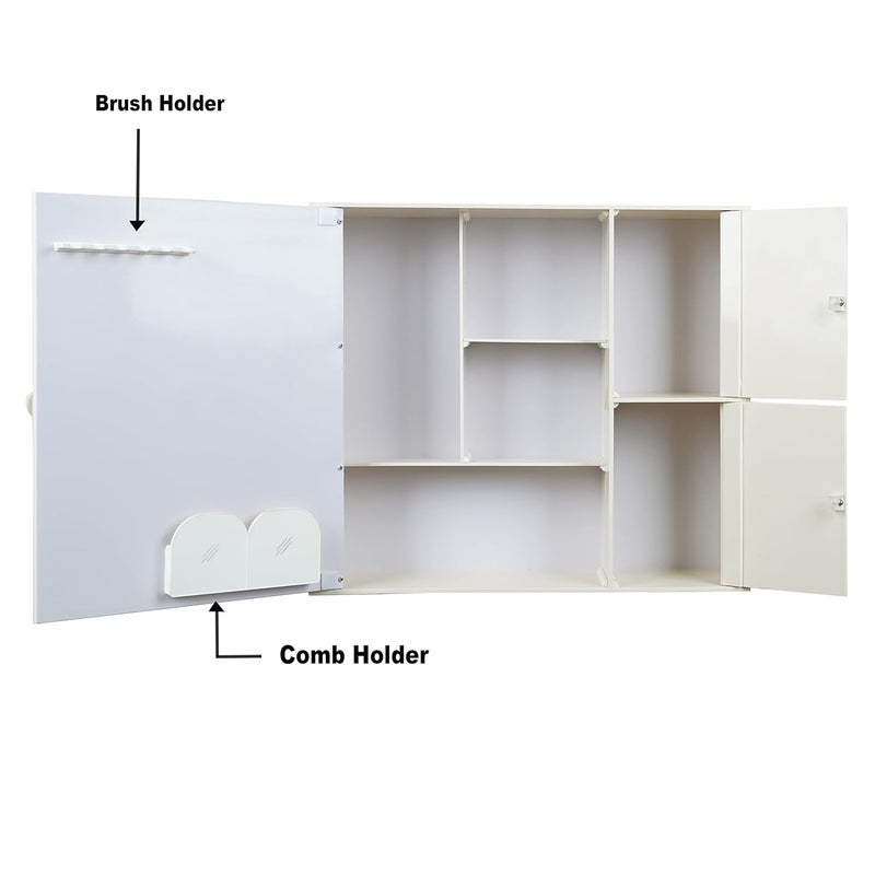 PGen PGen Medium Size Size 16x18x45 Ivory Bathroom Organizer 3 Door Luxury Acrylic Cabinet Bathroom Mirror Storage Cabinet Wash Basin Kitchen Storage Medicine Beauty Product Organizer  - Image 4