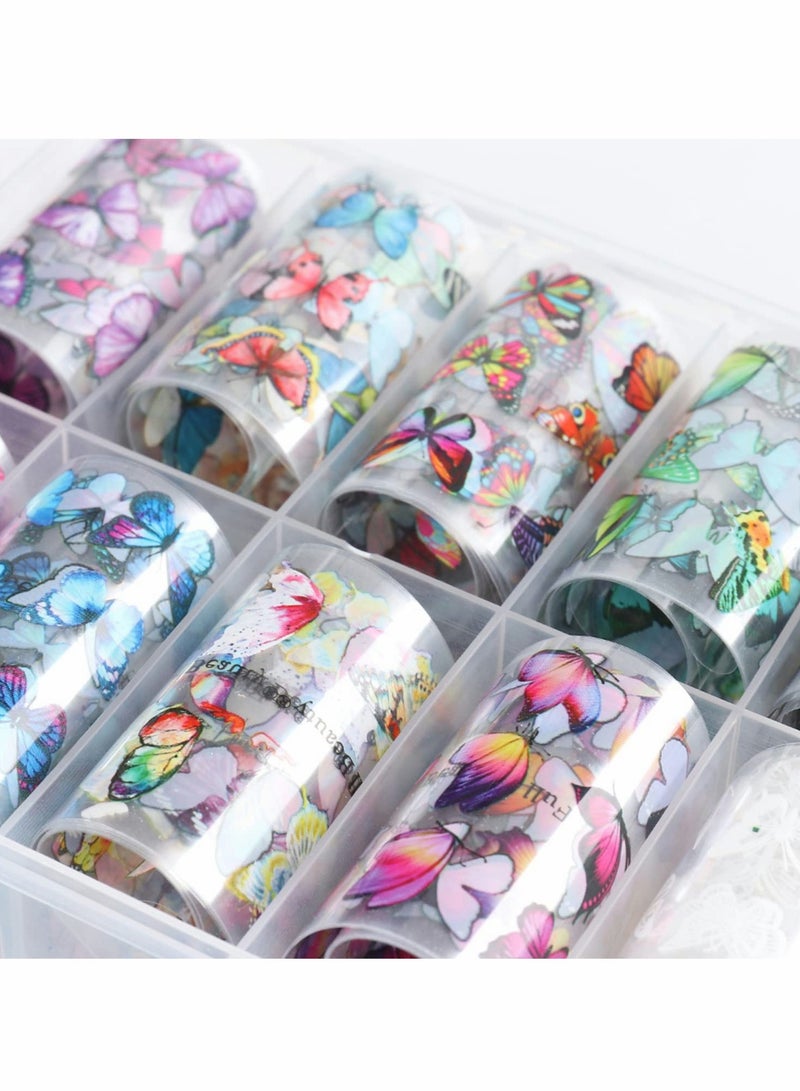 Excefore Butterfly Nail Art Stickers, Decals 3D Self-Adhesive Nail Decals Butterfly Designs with Storage Box DIY Nail Decorations - Image 4
