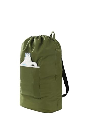 GORISEN Canvas Laundry bag Washable Laundry backpack Adjustable Straps Large Front Pocket Drawstring Closure ARMY GREEN XLarge - Image 1