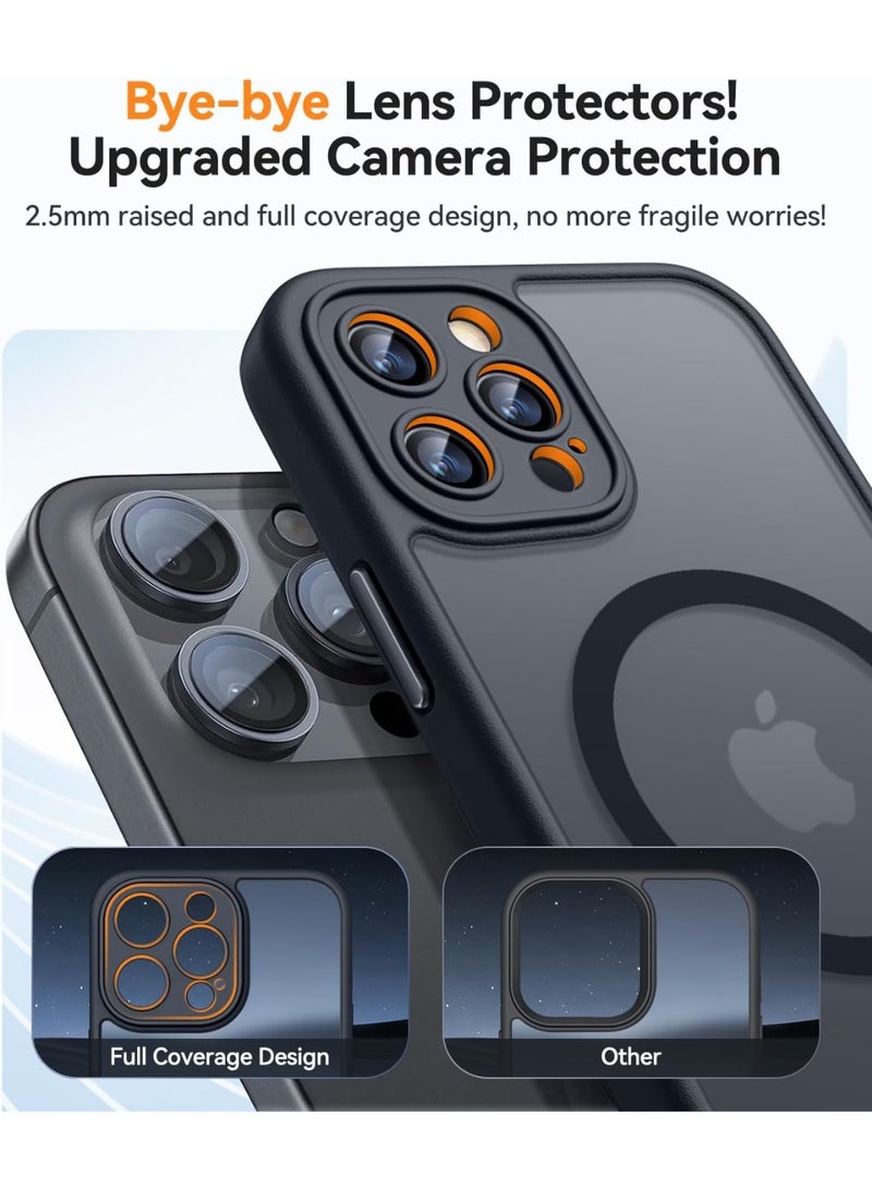 ESCASE Magnetic Cover for iPhone 12 Pro Max 6.7 Inch, MagSafe Compatible, Full Camera Protection, Translucent Matte Slim Protective Shockproof Case, Black - Image 3