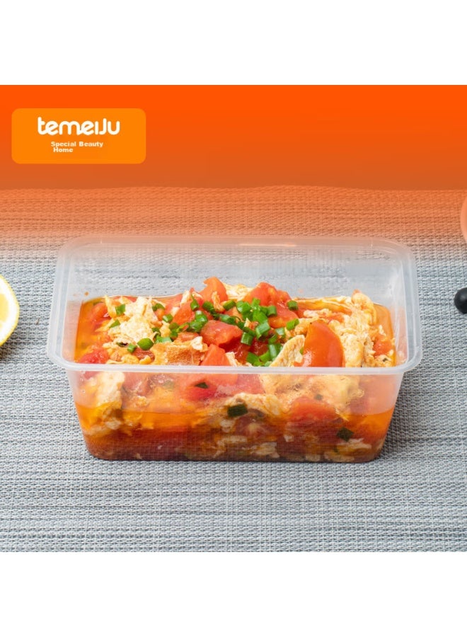 Temeiju Disposable Rectangular Transparent Plastic Food Containers, Thickened With Lids, Takeout Boxes, Tableware, 50 Sets, 1000 Pieces - Image 5
