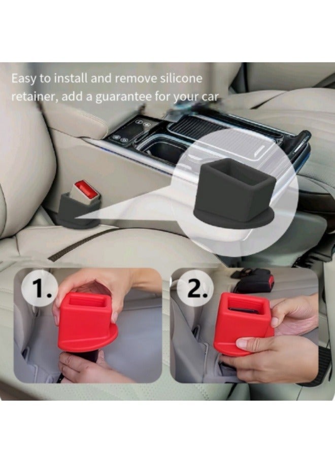Generic 2 Pcs Car Seat Belt Buckle Holder Car Seat Belt Buckle Fastener Easy Access For Kids Compatible With Most Cars Automotive Accessories Black  - Image 2