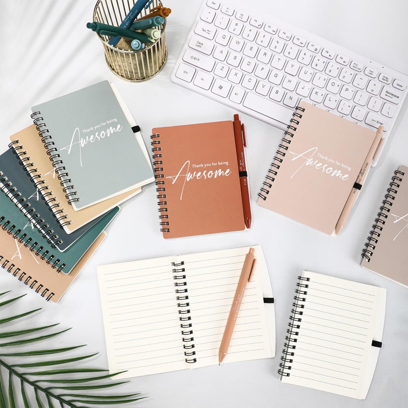 Honoson 10 Sets Spiral Notebook Sets Bulk Thank You Gift for Employee Appreciation Thank You for Being Awesome Inspirational Notepads Bamboo Pen for Teacher Nurse Staff Student(Soothing Morandi Color) - Image 4