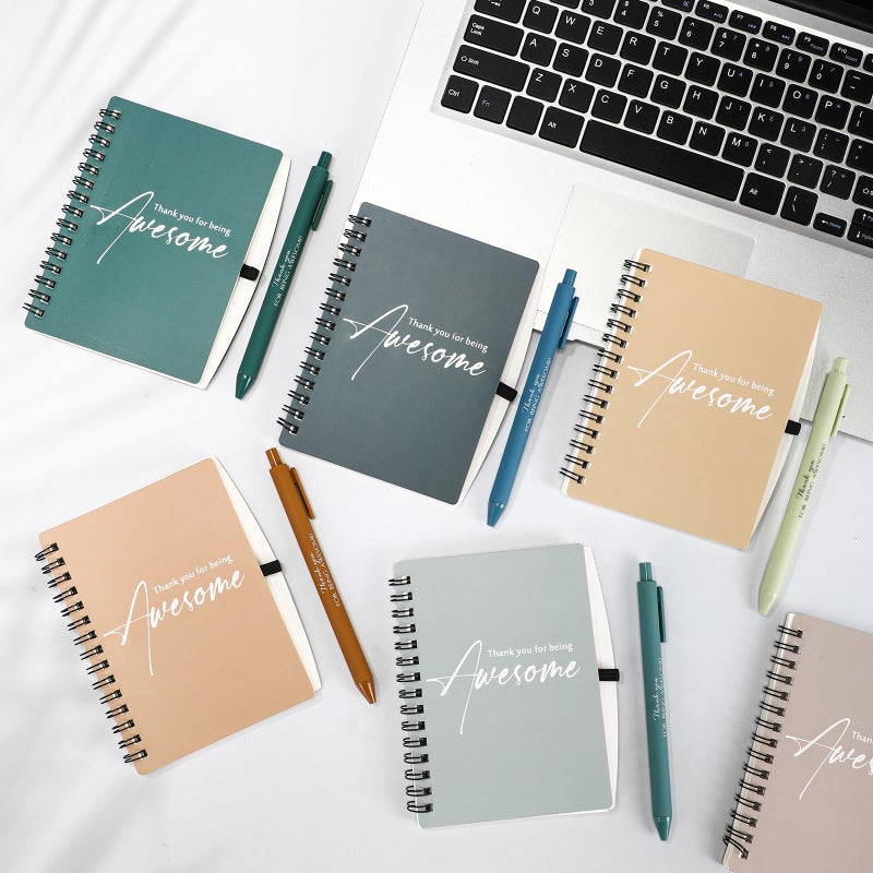 Honoson 10 Sets Spiral Notebook Sets Bulk Thank You Gift for Employee Appreciation Thank You for Being Awesome Inspirational Notepads Bamboo Pen for Teacher Nurse Staff Student(Soothing Morandi Color) - Image 5