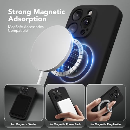 SuydanBox Magnetic for iPhone 15 Pro Max Case Compatible with MagSafe Full Camera ProtectionScreen Protector Silicone Shockproof Protective Phone Case for iPhone 15 Pro Max 67 Black - Image 3