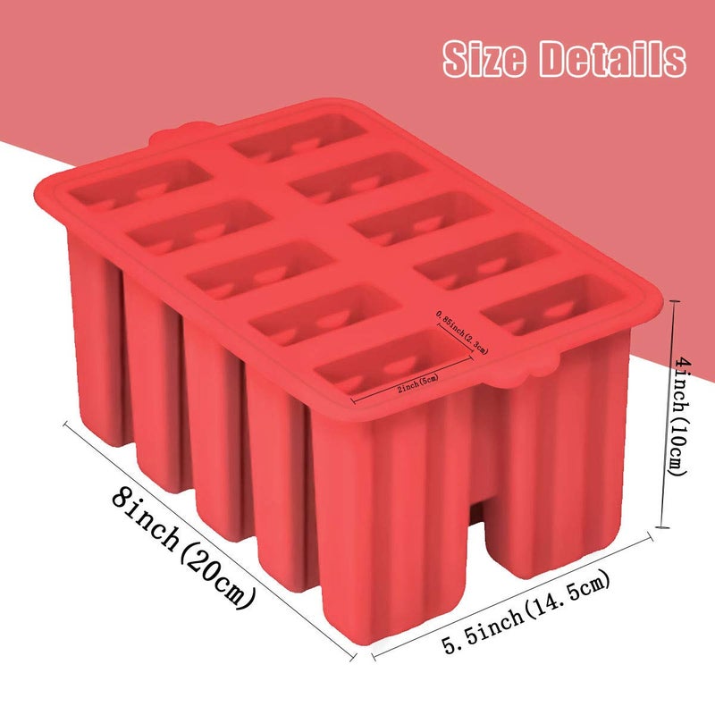 Azonbey Silicone Popsicle Molds, 10 Cavity, BPA-Free, Red, Cone Shaped, Food Preparation Molds with Sticks and Funnel - Image 3