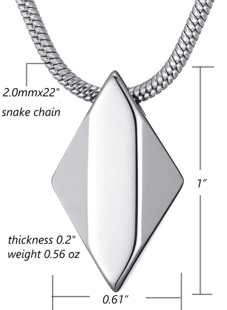 Luxurious Diamond-Shaped Tungsten Pendant with Stainless Steel Snake Chain Necklace  - Image 4