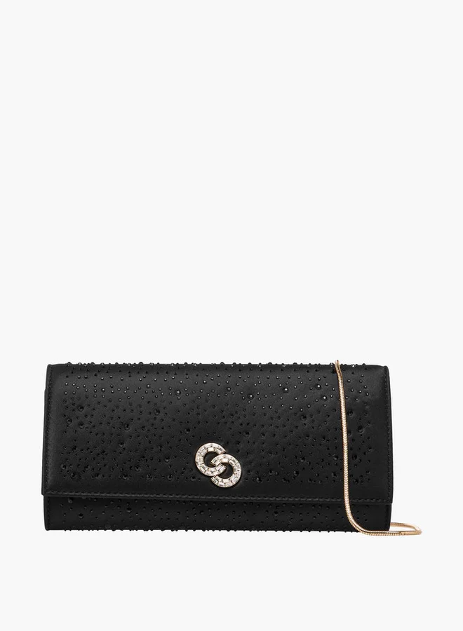 Celeste Embellished Crossbody  Bag with Chain Strap and Button Closure