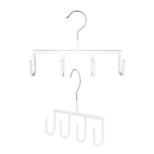 Mawa by Reston Lloyd NonSlip SpaceSaving Clothes Hanger for Belts with 4Hooks Style GH Set of 2 White