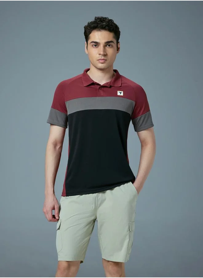 تكنوسبورت Technosport Color Block Short Sleeve Slim Fit Polo T-Shirt