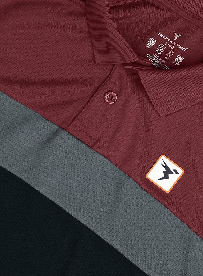 تكنوسبورت تيشيرت بولو بأكمام قصيرة بقصة ضيقة وتصميم كتل الألوان من تكنوسبورت - Image 5