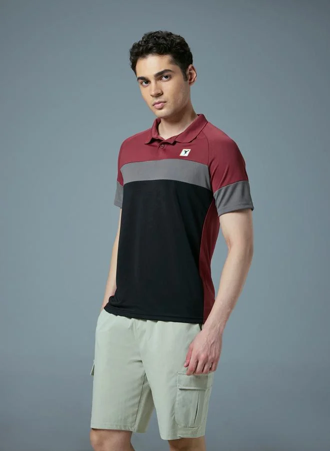 Technosport Technosport Color Block Short Sleeve Slim Fit Polo T-Shirt