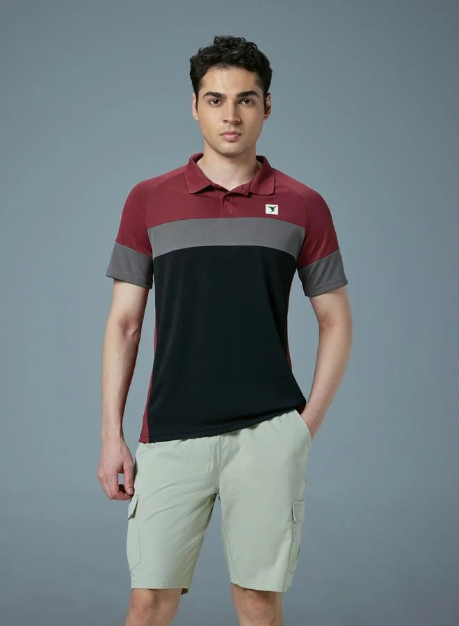 Technosport Technosport Color Block Short Sleeve Slim Fit Polo T-Shirt