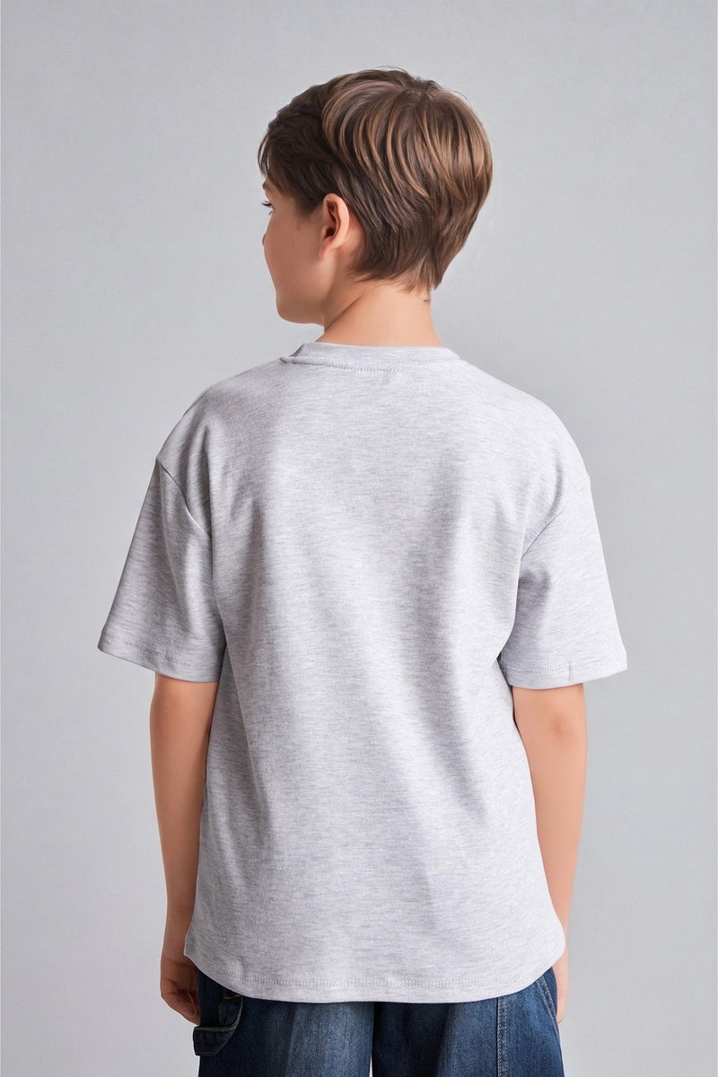 DeFacto Grey Boy Boy Oversize Crew Neck Basic T-Shirt Casual - Image 5
