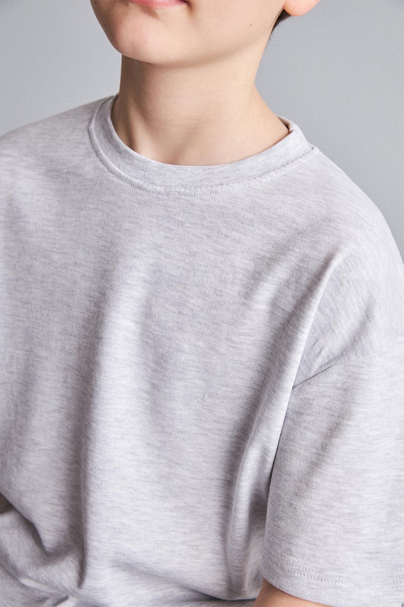 DeFacto Grey Boy Boy Oversize Crew Neck Basic T-Shirt Casual - Image 4