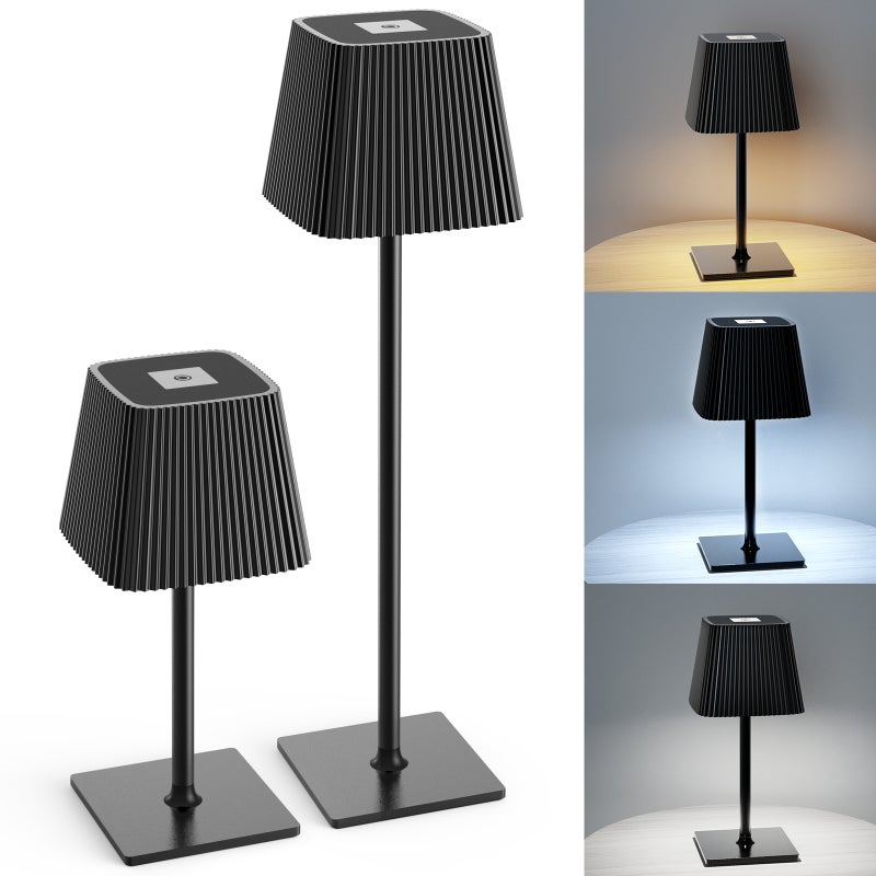 LED Desk Lamp: 2 Pack Black Metal Touch Control Dimmable 3 Colour Temperature - 4000mAh Rechargeable Non-Flicker Light for Home Office Bedroom Outdoor Dining - Image 3