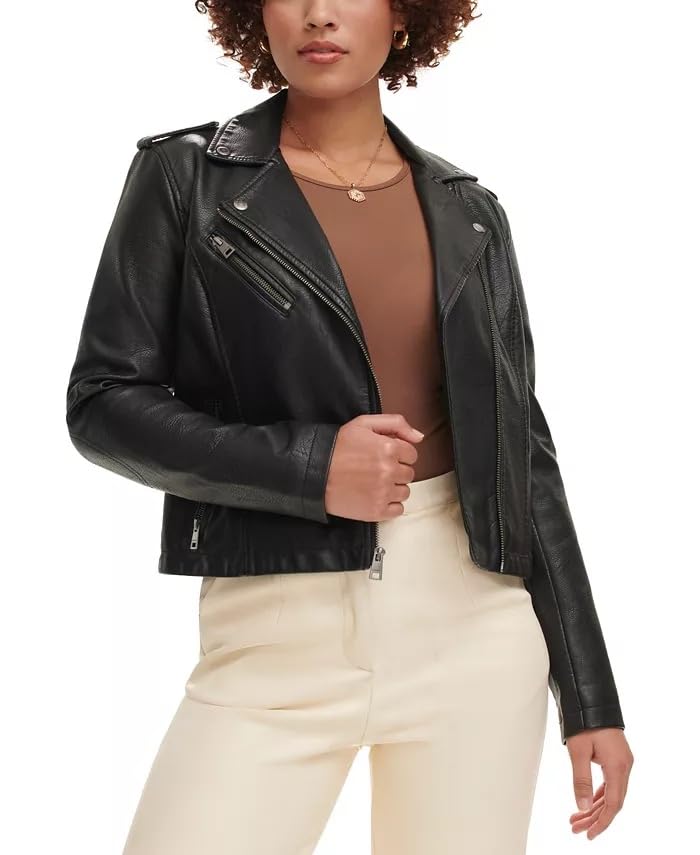 Levi's Levis Womens Faux Leather Classic Motorcycle Jacket Regular and Plus Sizes BLACK Large - Image 3