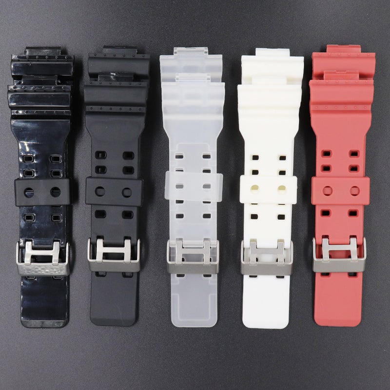 Generic Resin Rubber Strap Compatible Western Europe Black Gold GA400E silicone-White-Silver Buckle E silicone-White-Silver Buckle 