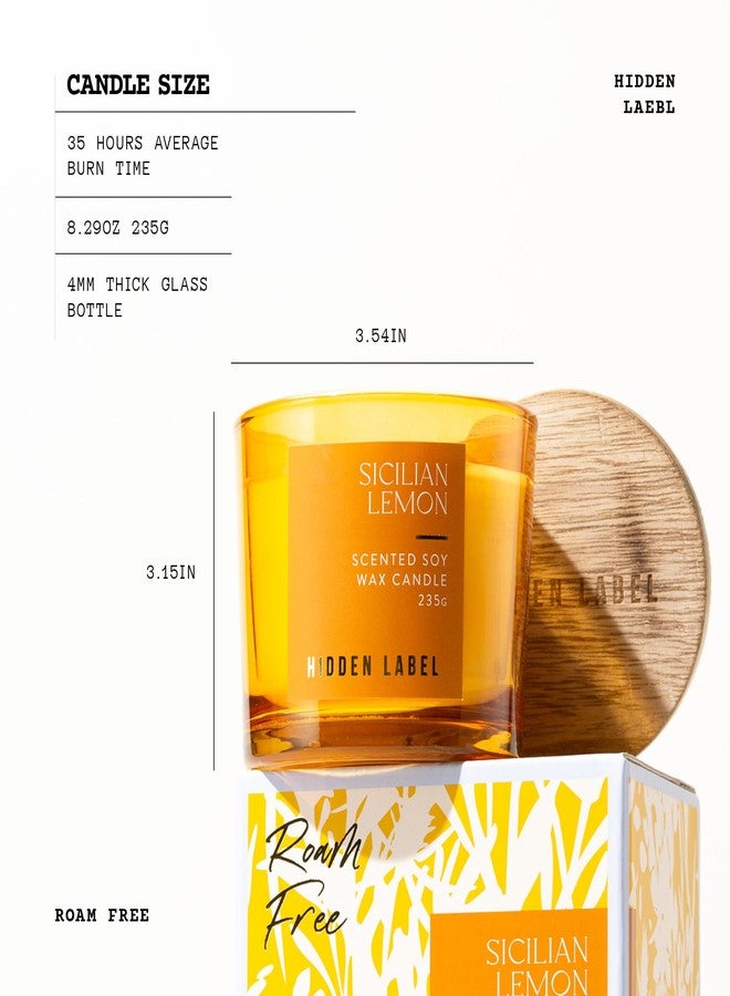 Hidden Label شمعة معطرة برائحة الليمون الصقلي، 8.3 أونصة من شمع الصويا الطبيعي، شموع غير سامة معطرة للمنزل، تدوم 70 ساعة باحتراق نظيف، شمعة علاجية عطرية لتزيين المنزل وتخفيف التوتر والاسترخاء - Image 3