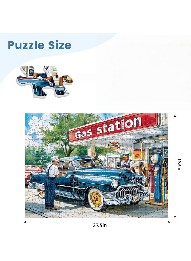 1000 قطعة من الألغاز لجمهور البالغين، لغز محطة البنزين للبالغين والأطفال وكبار السن، لغز بأسلوب قديم 1000 قطعة، هدية ل، ديكور منزلي، متعة للترفيه العائلي - Image 5