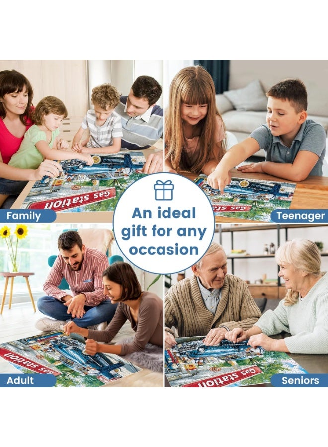 1000 قطعة من الألغاز لجمهور البالغين، لغز محطة البنزين للبالغين والأطفال وكبار السن، لغز بأسلوب قديم 1000 قطعة، هدية ل، ديكور منزلي، متعة للترفيه العائلي - Image 4