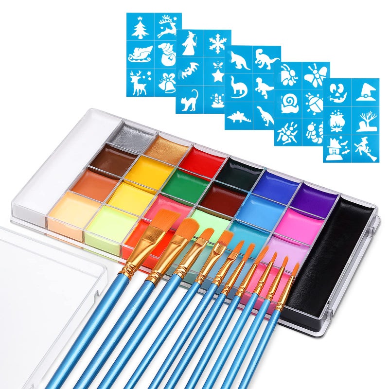 Lictin Face Body Painting Kit, 26 Colors Rainbow Body Paint for Kids Adults, Safe & Non-Toxic Water Based Split Cake Face Paint Palette, Party Makeup Set for Halloween Christmas Cosplay - Image 1