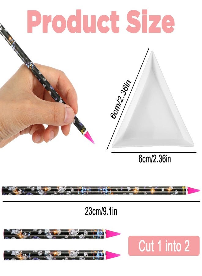 HaiFafafaing 10pcs Wax Pencil for Rhinestones with Tray 5 Rhinestone Pen Picker Tool Kit Self Adhesive Picker Pencil Nail Dotting Wax Pen and 5 Rhinestones Trays Tools for Nail Art Painting - Image 2