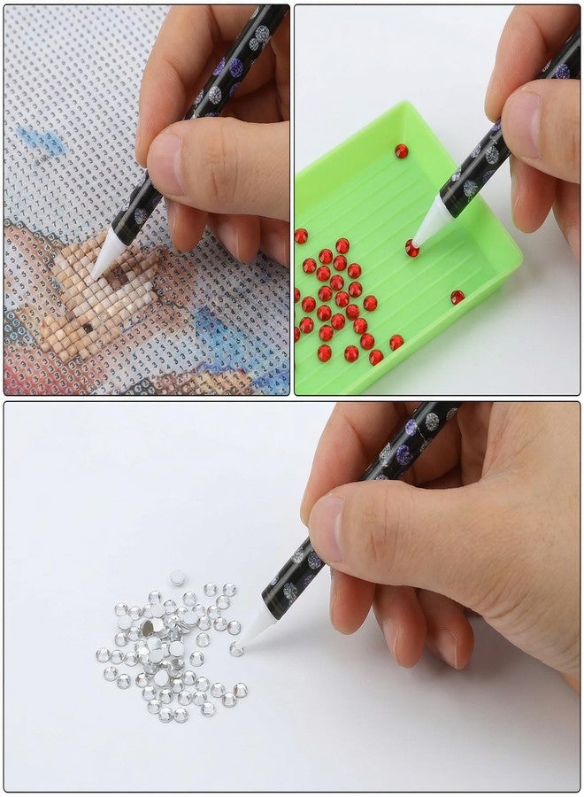 HaiFafafaing 10pcs Wax Pencil for Rhinestones with Tray 5 Rhinestone Pen Picker Tool Kit Self Adhesive Picker Pencil Nail Dotting Wax Pen and 5 Rhinestones Trays Tools for Nail Art Painting - Image 5