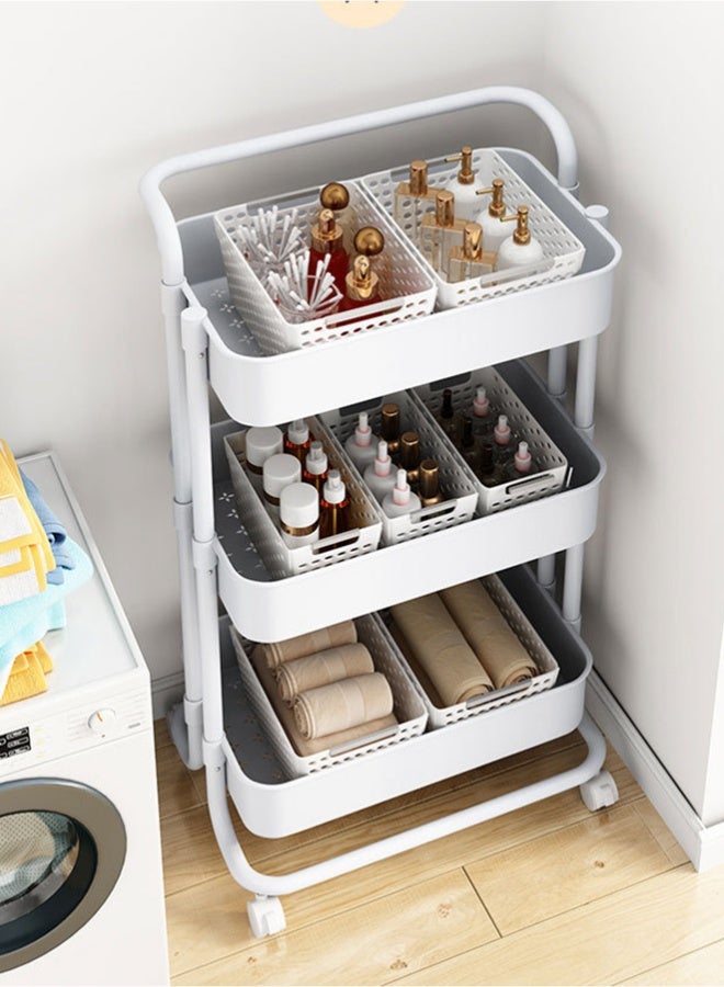 wowofa White trolley shelf, bathroom storage shelf - Image 3