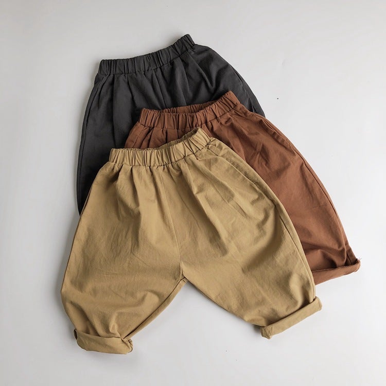 Basic Cotton Casual Pants for Children – High Waist Woven Trousers for Boys and Girls - Image 3