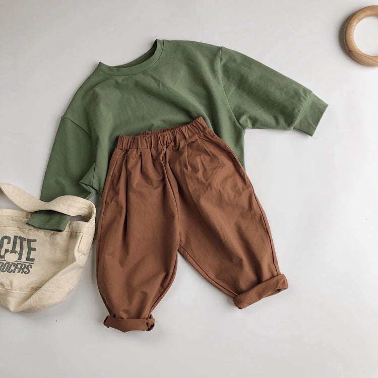 Basic Cotton Casual Pants for Children – High Waist Woven Trousers for Boys and Girls - Image 4