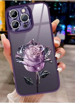 for iPhone 14 Pro Max Phone Case, Clear with Floral Pattern Design, Shockproof Protective Cover, with Glitter Camera Lens Protector, for Women Girls