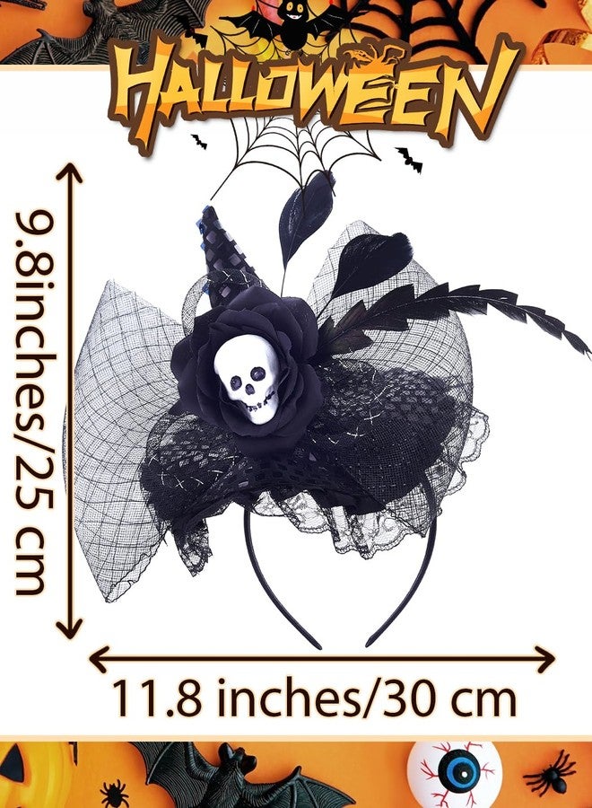 Urieo Witch Hat Headband Halloween Skull Costume Hair Accessories for Women - Image 3
