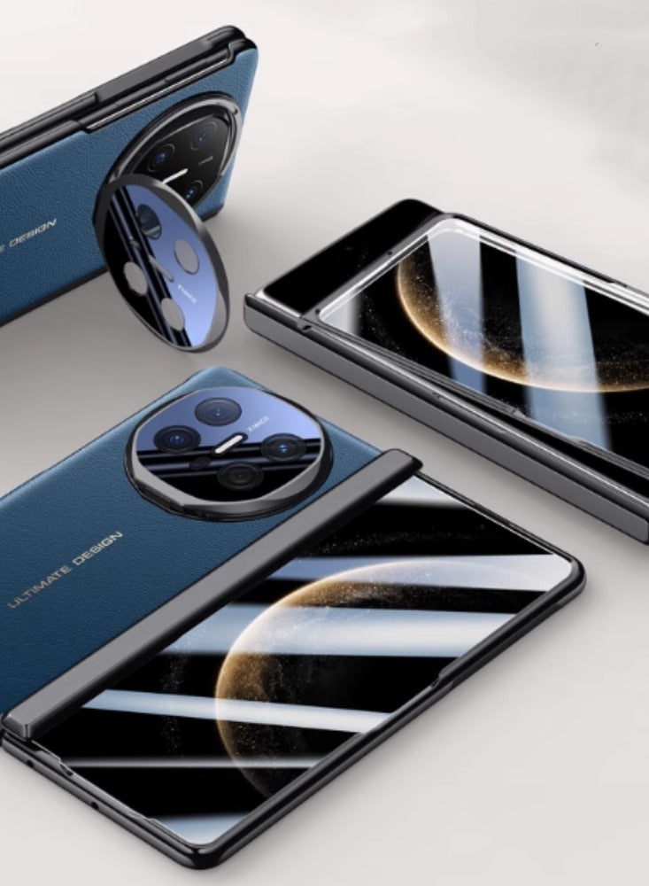 Arabest Deep Blue Leather Grain Hinge Protective Cover for Huawei Mate X6 Folding Screen Case Lens Bracket